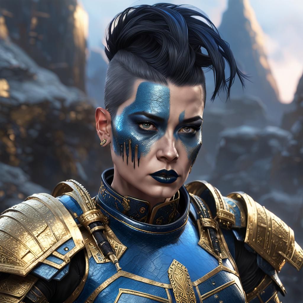 Armored Female Warrior Portrait in Hyperdetailed Digital Art