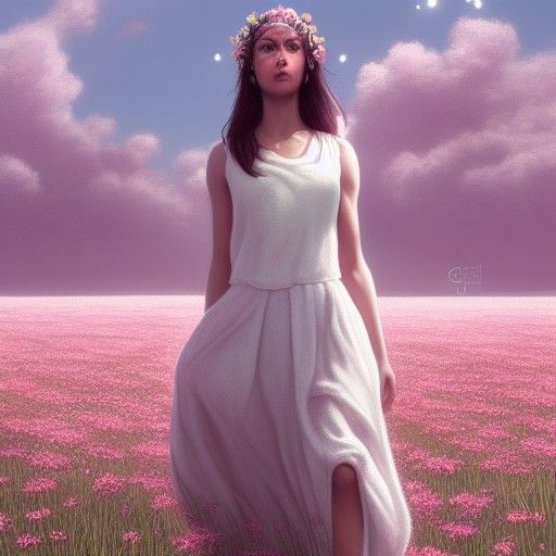 Persephone, Goddess of Spring in Art Nouveau Style