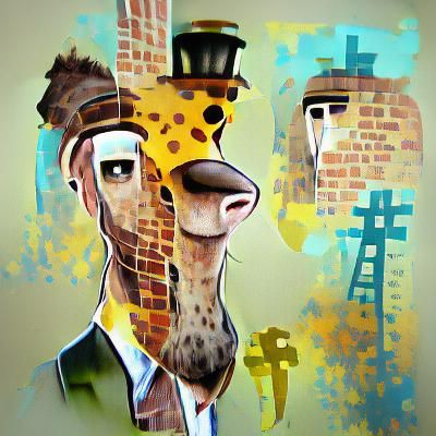 Dapper Giraffe Portrait in Urban Art Style