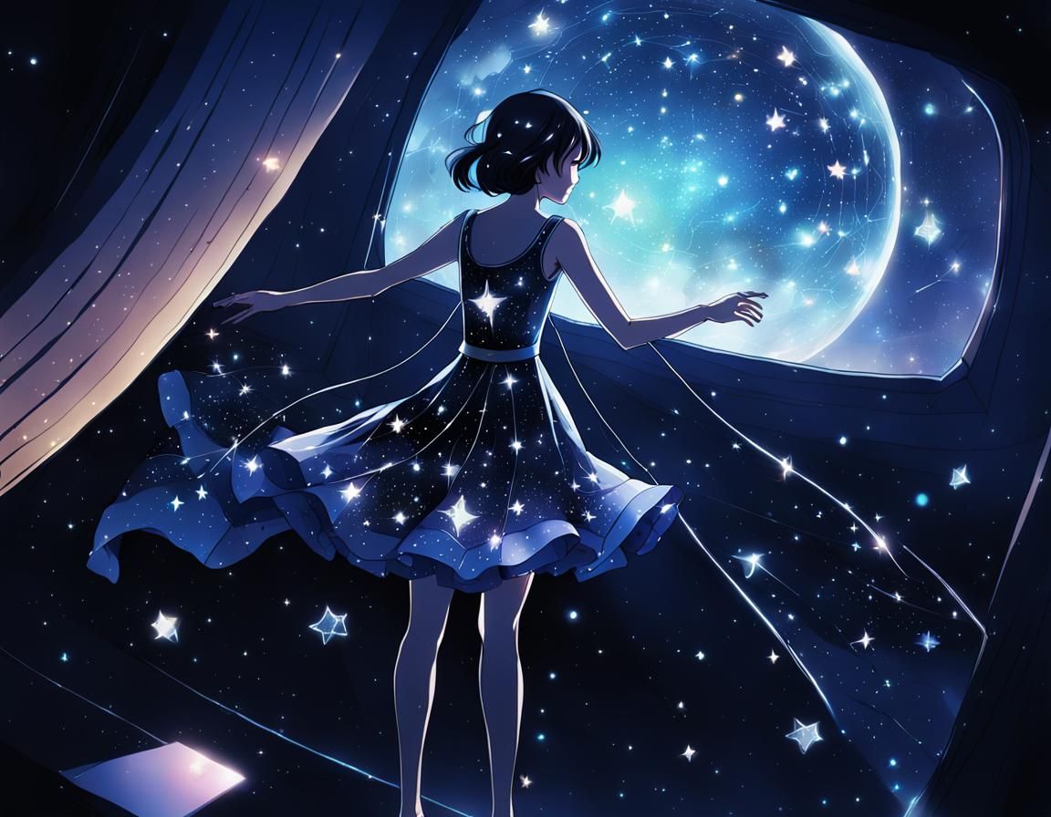 Celestial Dress: Galaxy Glamour in Anime Style