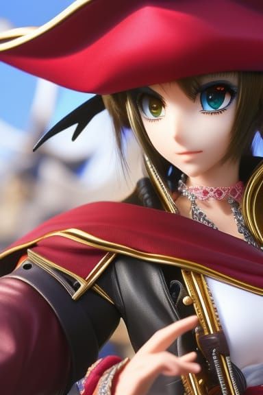 Anime Style Bird Pirate in Black and White