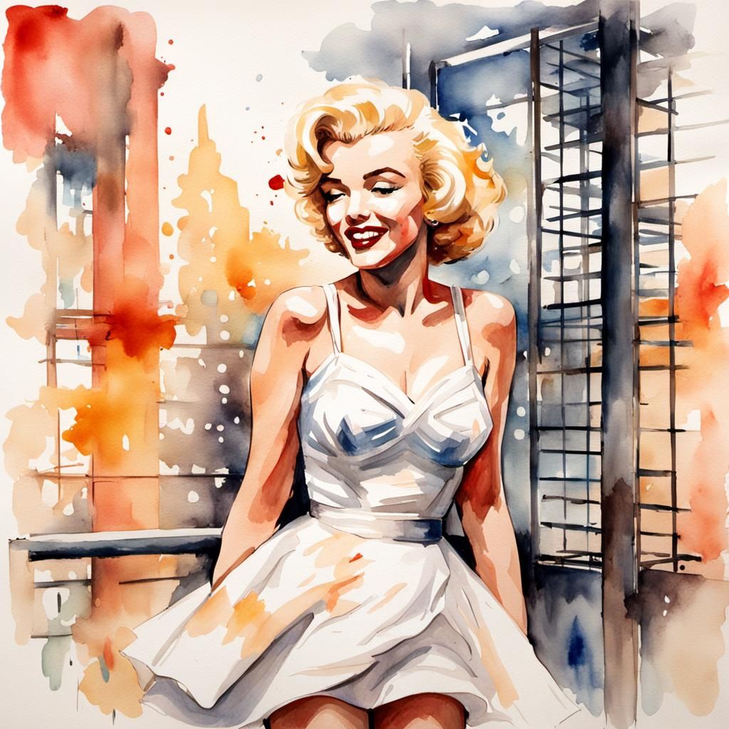 Marilyn Monroe Watercolor Dress Lift