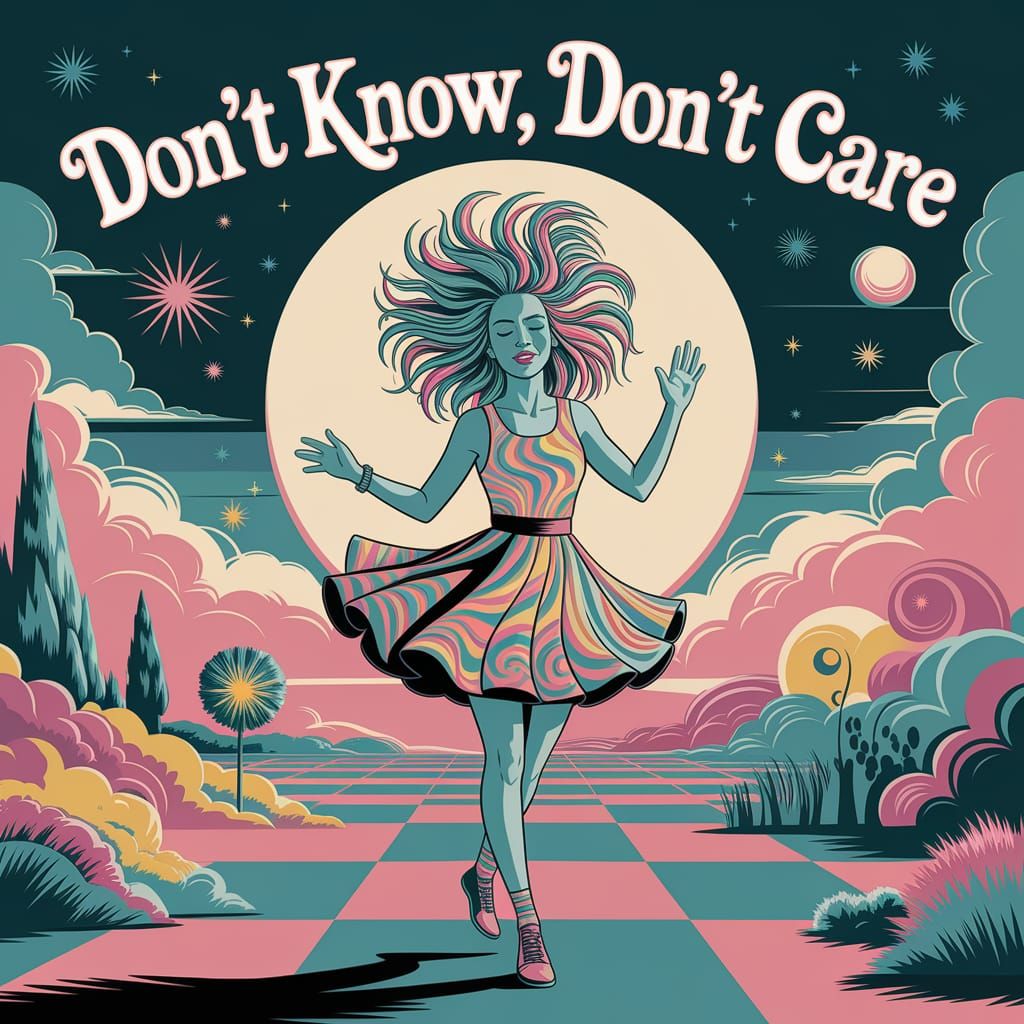 Psychedelic 1960s Poster of Dancing Woman