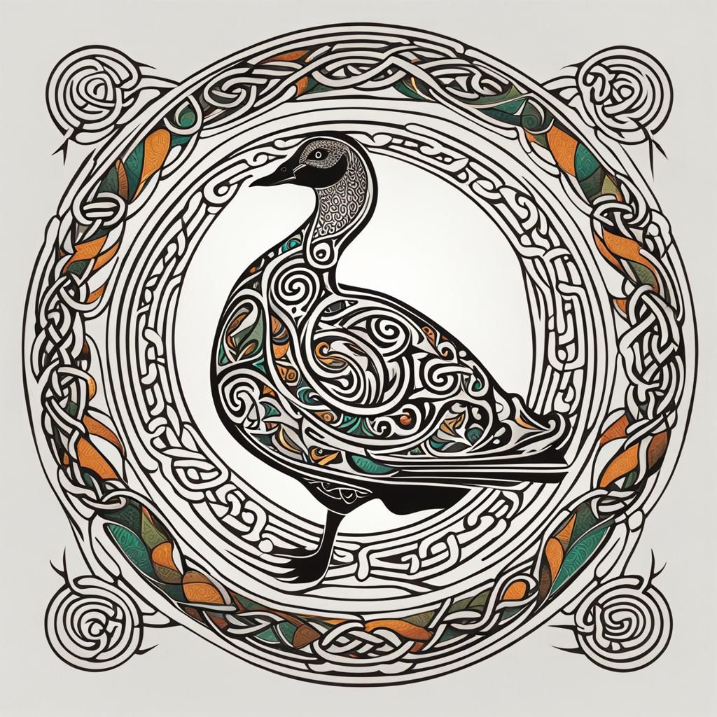 Stunning Celtic-Style Goose with Intricate Knotwork
