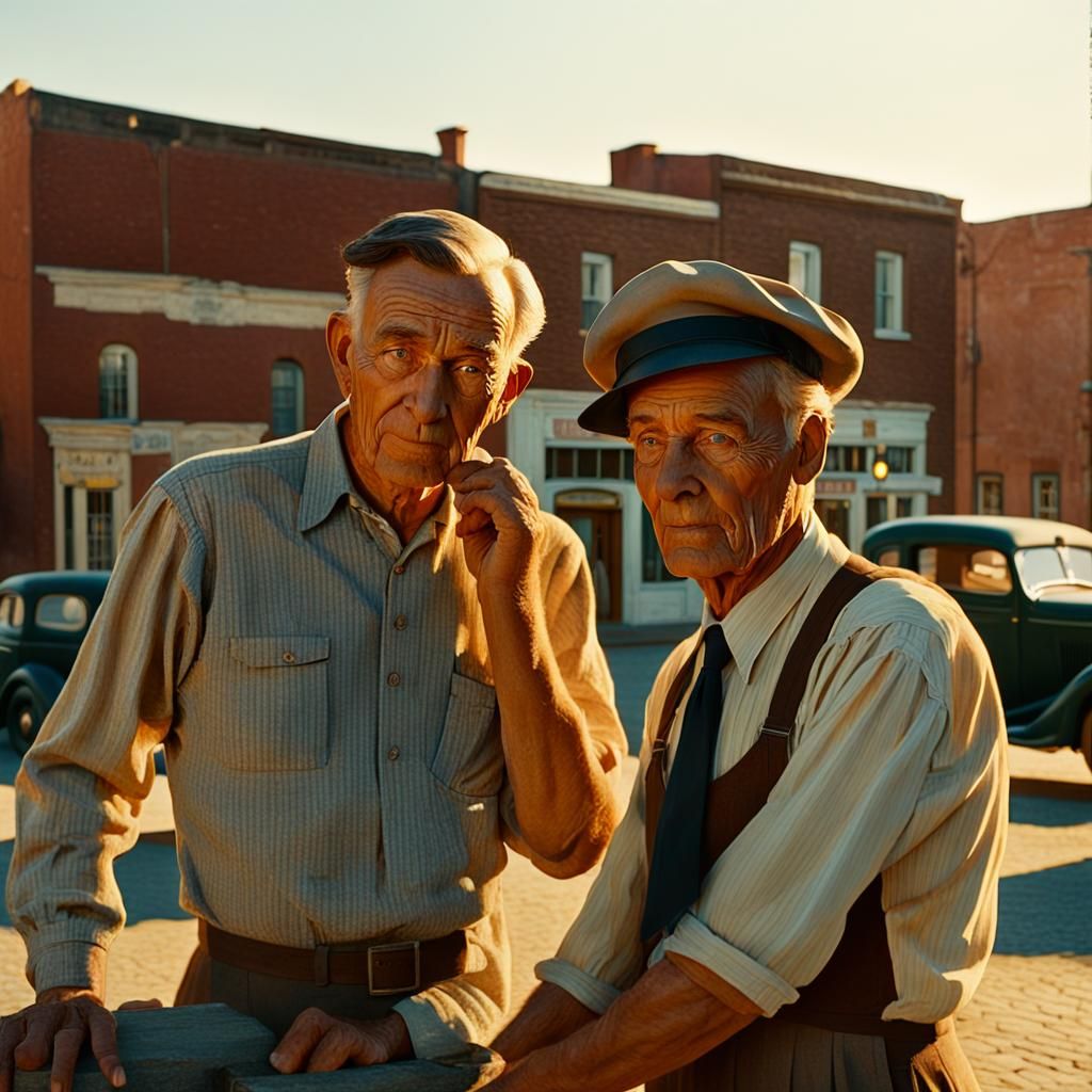1930s Town Square in American Regionalism Style