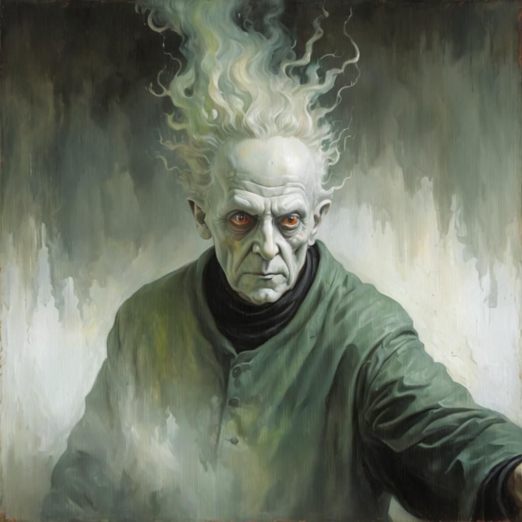 Surreal Oil Portrait of Fiendish Cleverness