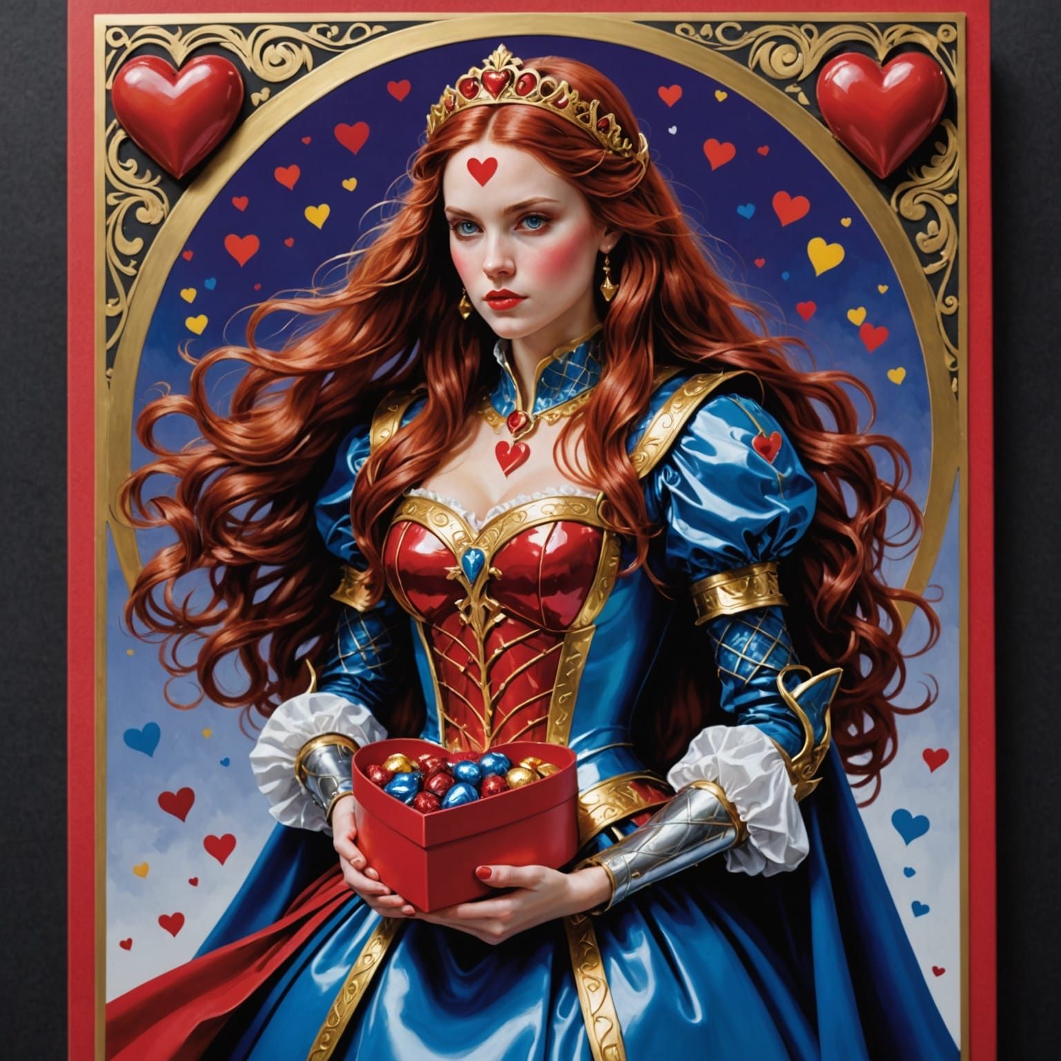 Surreal Princess Warrior on Valentine's Day in Cyberpunk Sty...