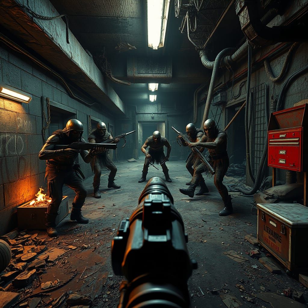 Post-Apocalyptic Bunker Showdown in Unreal Engine Style