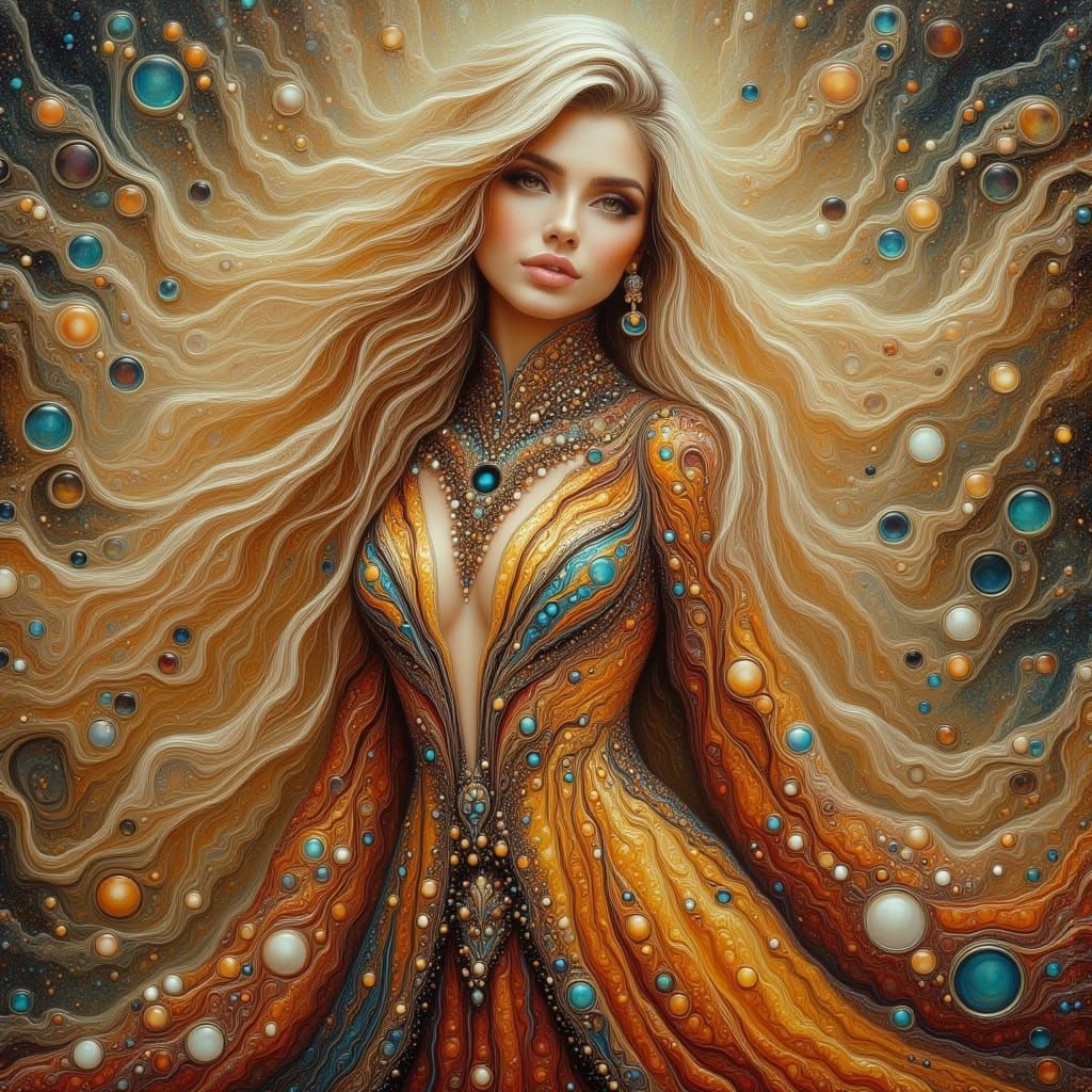 Lioness Woman in Art Nouveau Fantasy Style