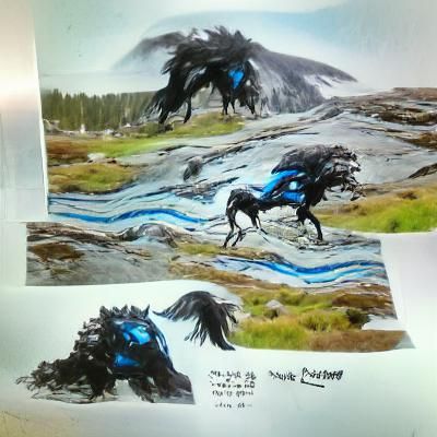 Majestic Black Horse with Blue Eyes Concept Art