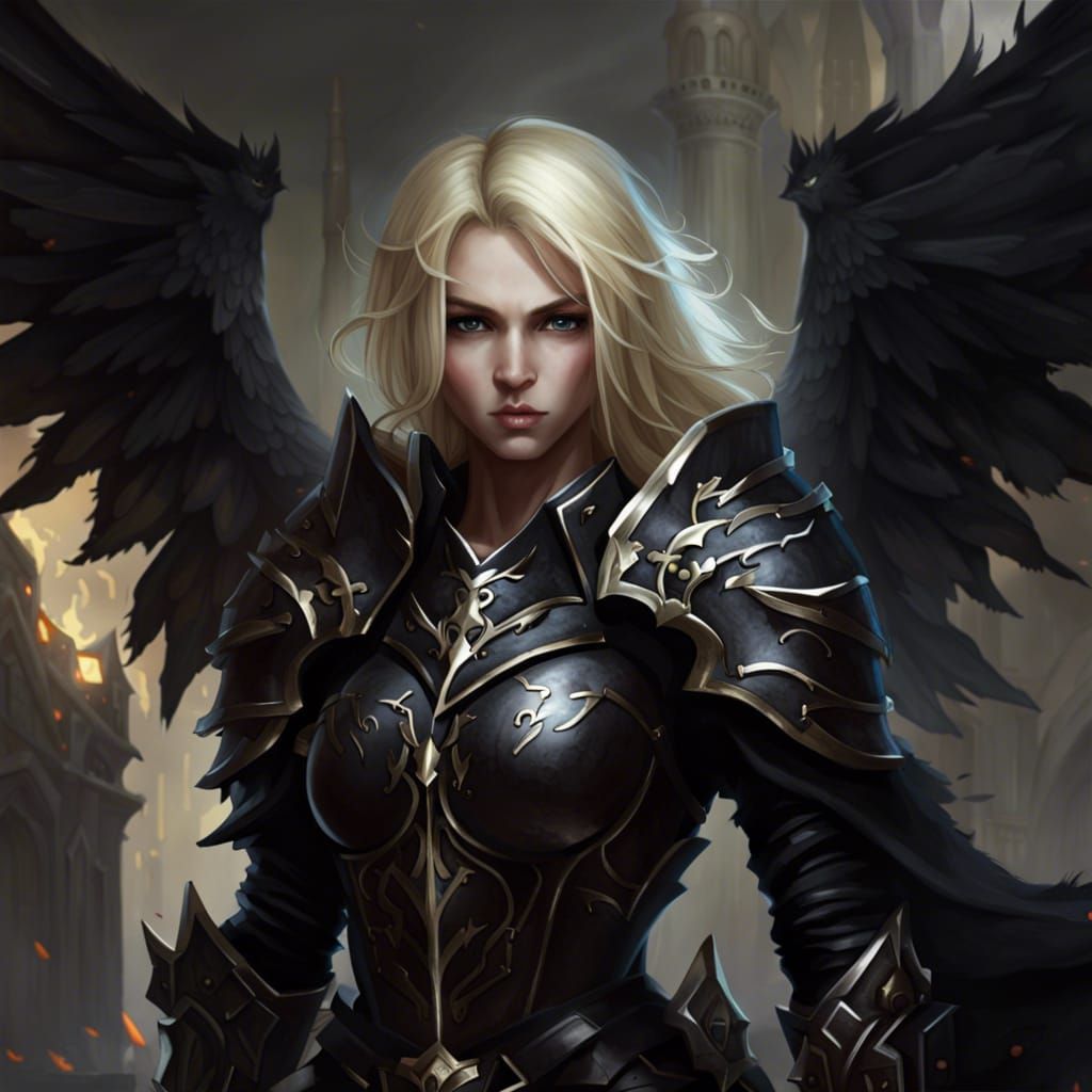 Corrupted Paladin: Fierce Beauty in Black Armor