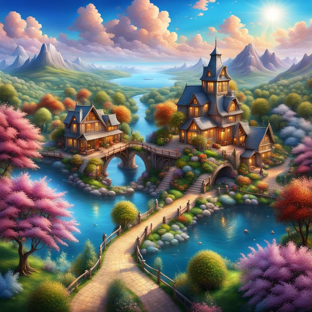 Utopian World with Crystal Archways in Unreal Engine