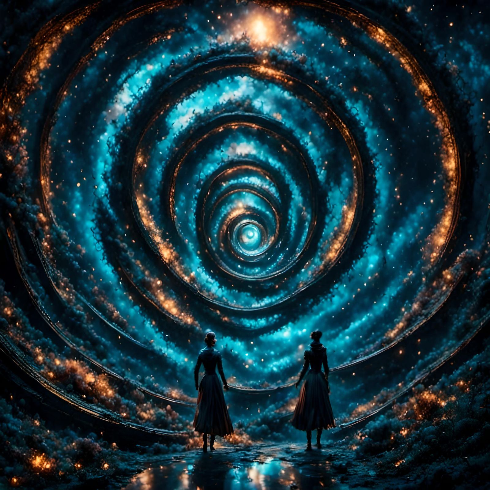 Futuristic Space Flight Through Surreal Galaxy