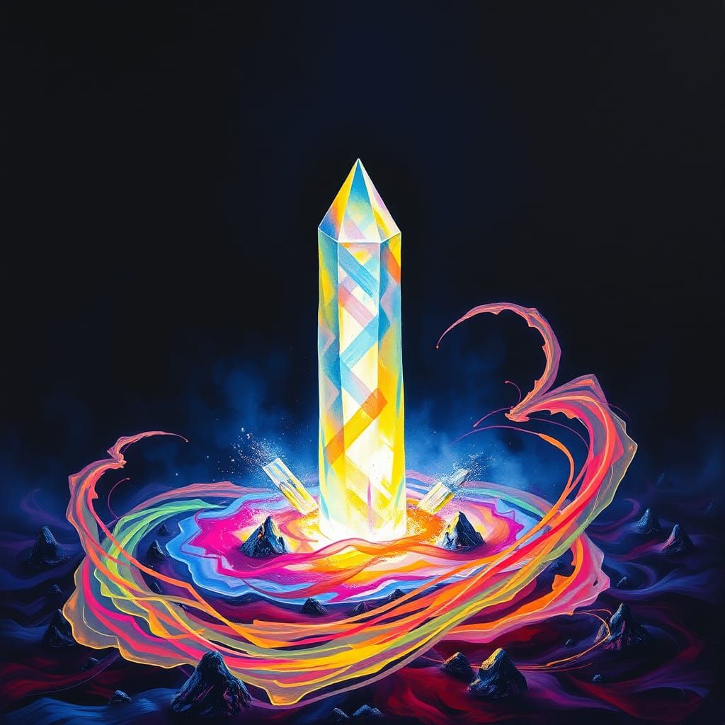 Mystical Crystal Formation in Surrealist Style