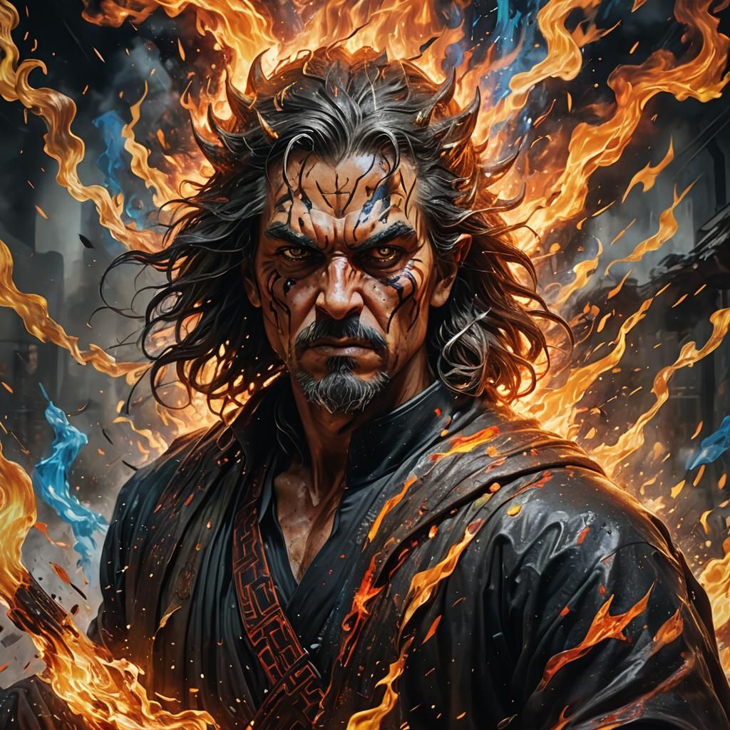 Dramatic Face in Hyperrealistic Splash Art Style