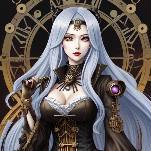 Steampunk Anime Lady Death Illustration