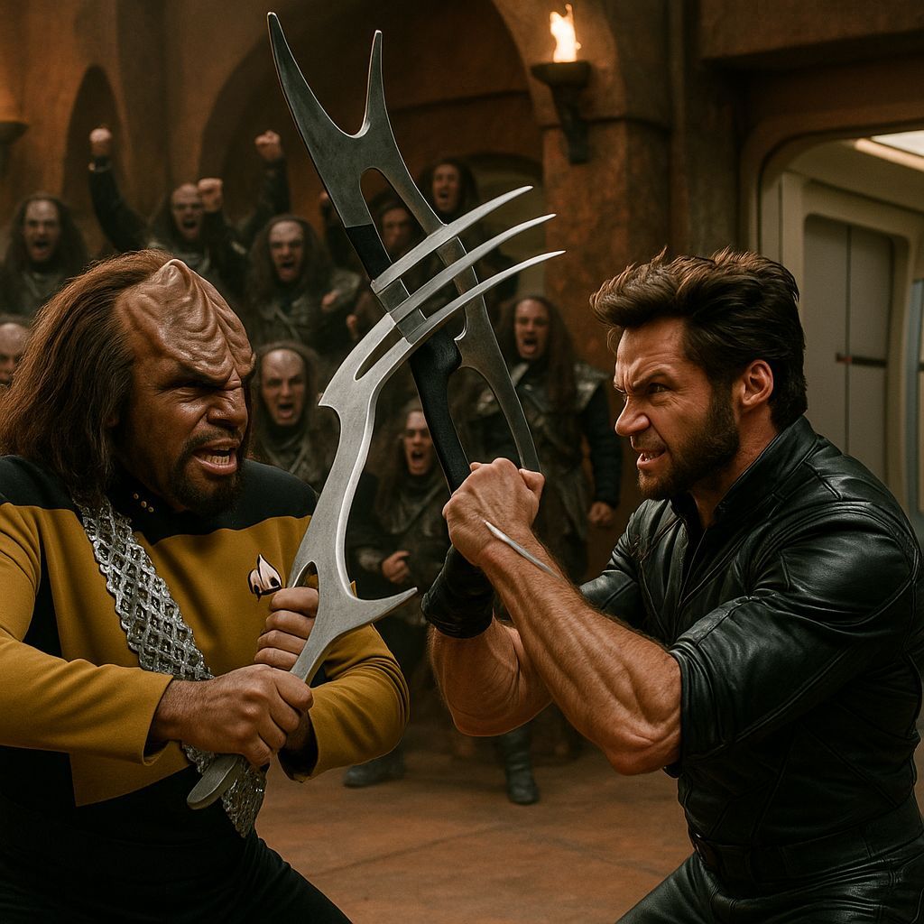 Worf Battles Wolverine in Klingon Arena