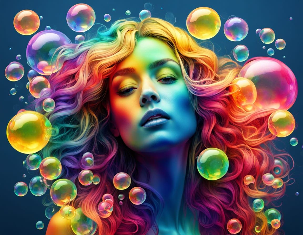 Rainbow Bubble Hair in a Magical World