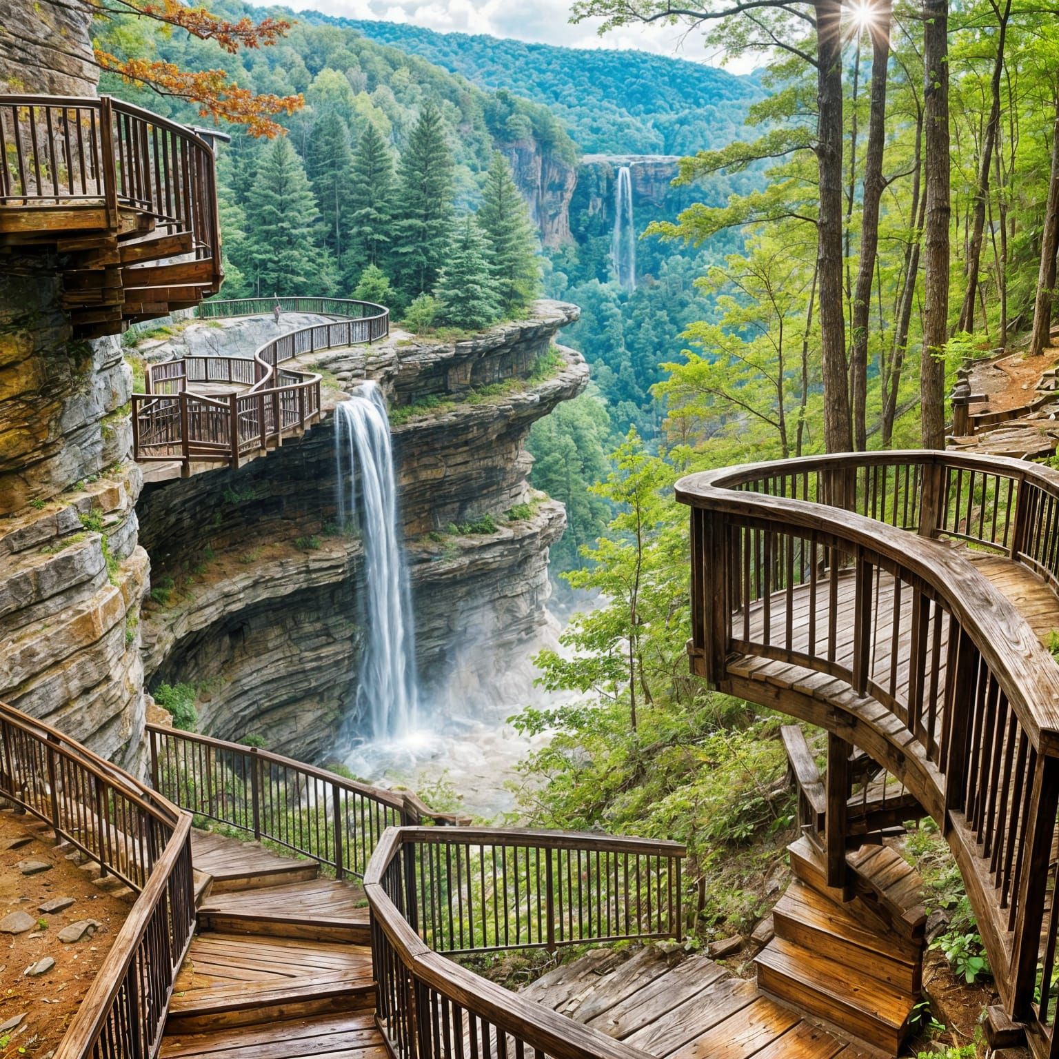 Surreal Landscape Photography of Greeter Falls Spiral Stairs