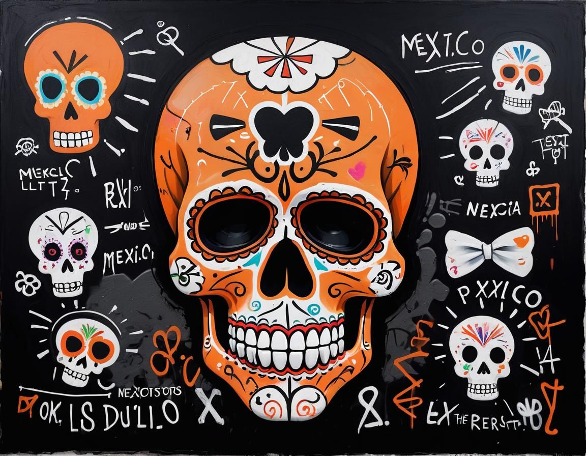 Day of the Dead Sugar Skull in Neo-Expressionism