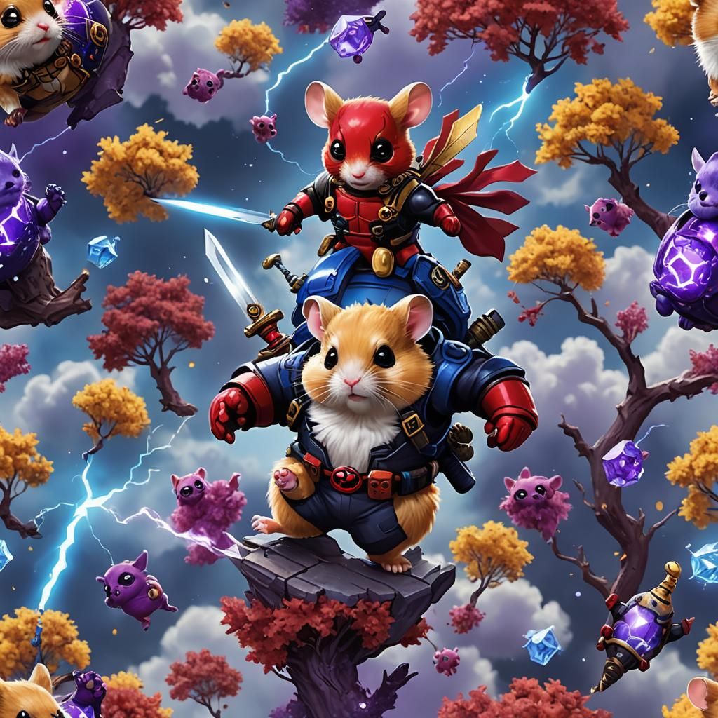 Hamster as Deadpool in a Heroic Pose