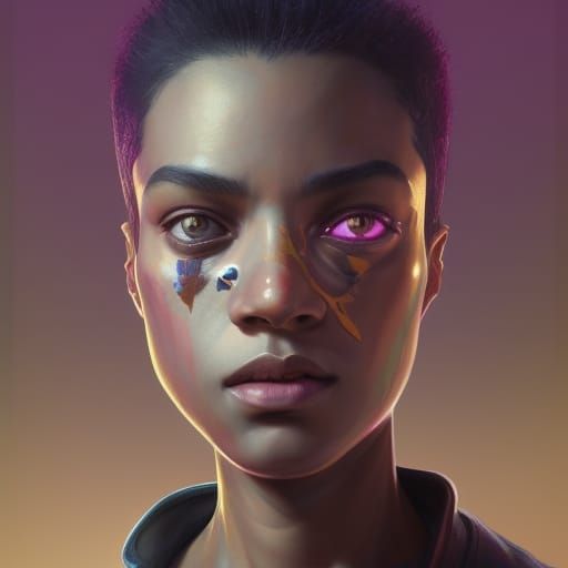 Detailed Portrait with Dynamic Lighting in Art Nouveau Style