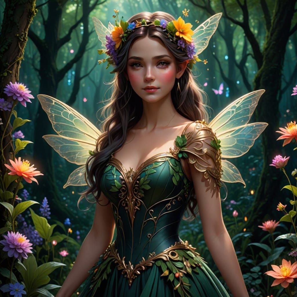 Ethereal Fairy in Vibrant Forest