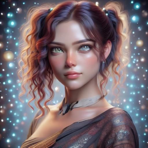 Glowing Semi-Realistic Portrait with Bokeh Background