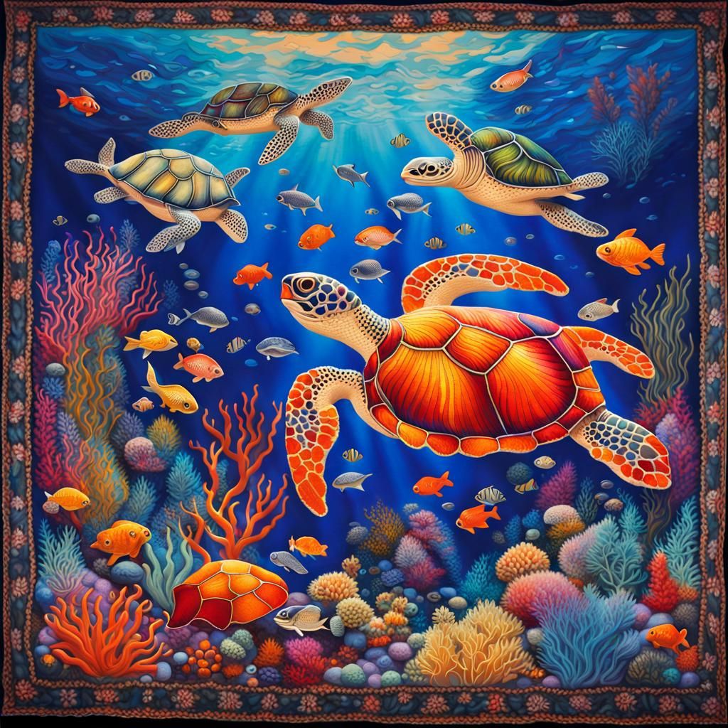 Colorful Underwater Marine Life Digital Art