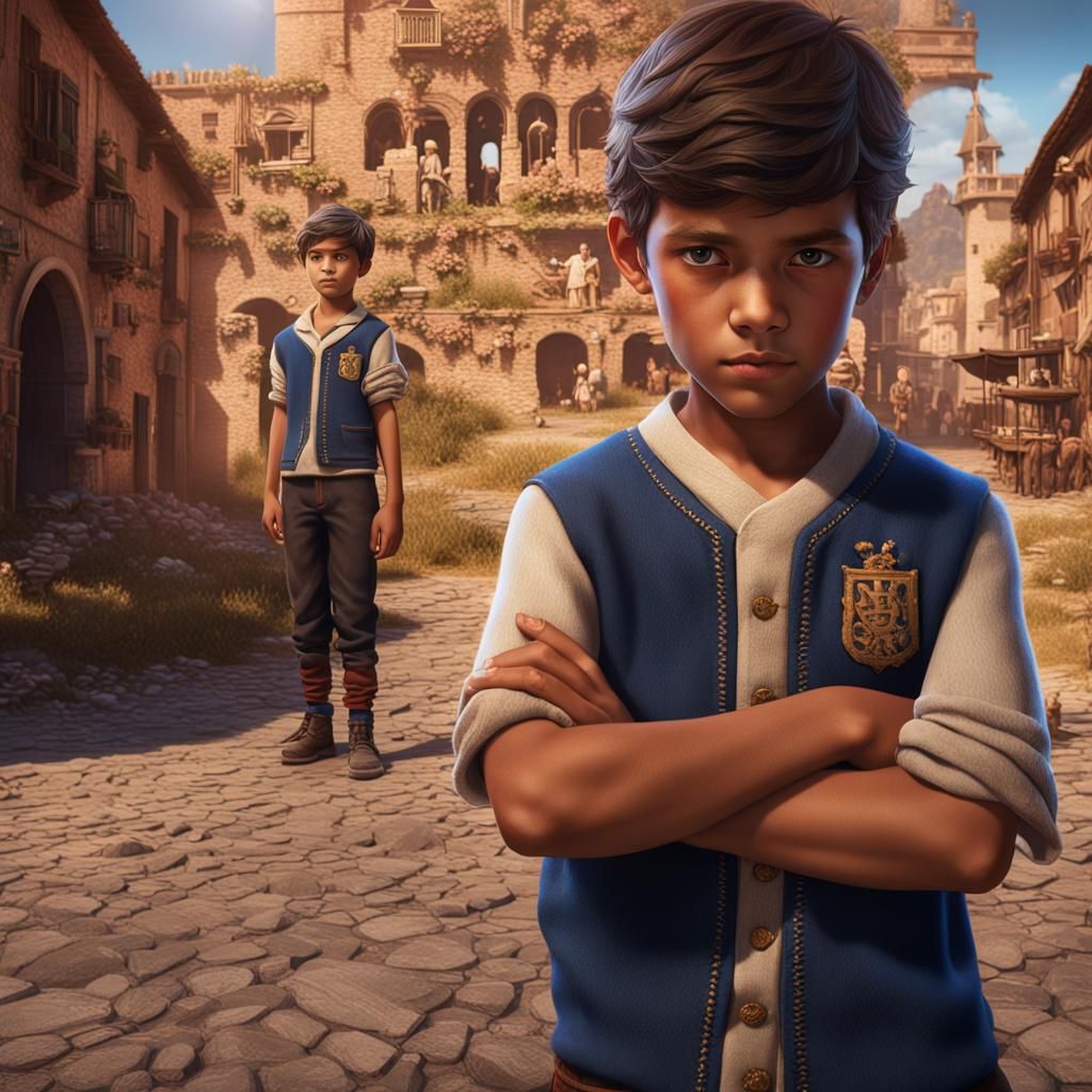 Spanish Boy with Crossed Arms: Fantasy Concept Art
