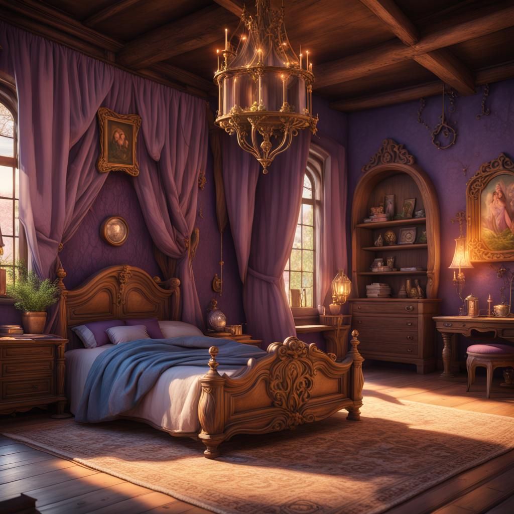 Rapunzel Theme Bedroom in Detailed Matte Painting