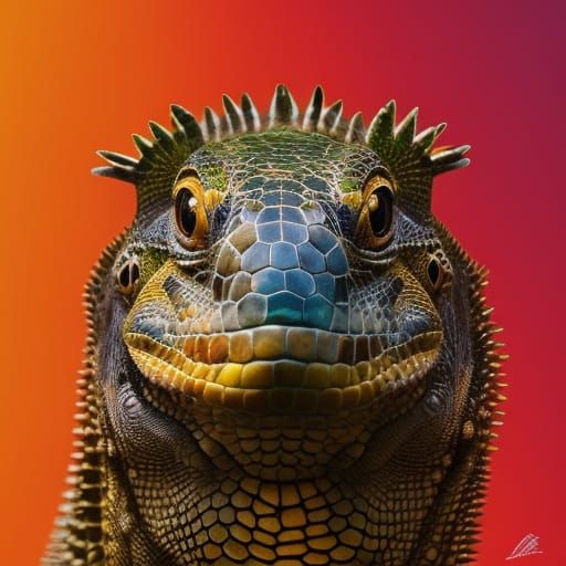 Iguana face. Vertical symmetry.