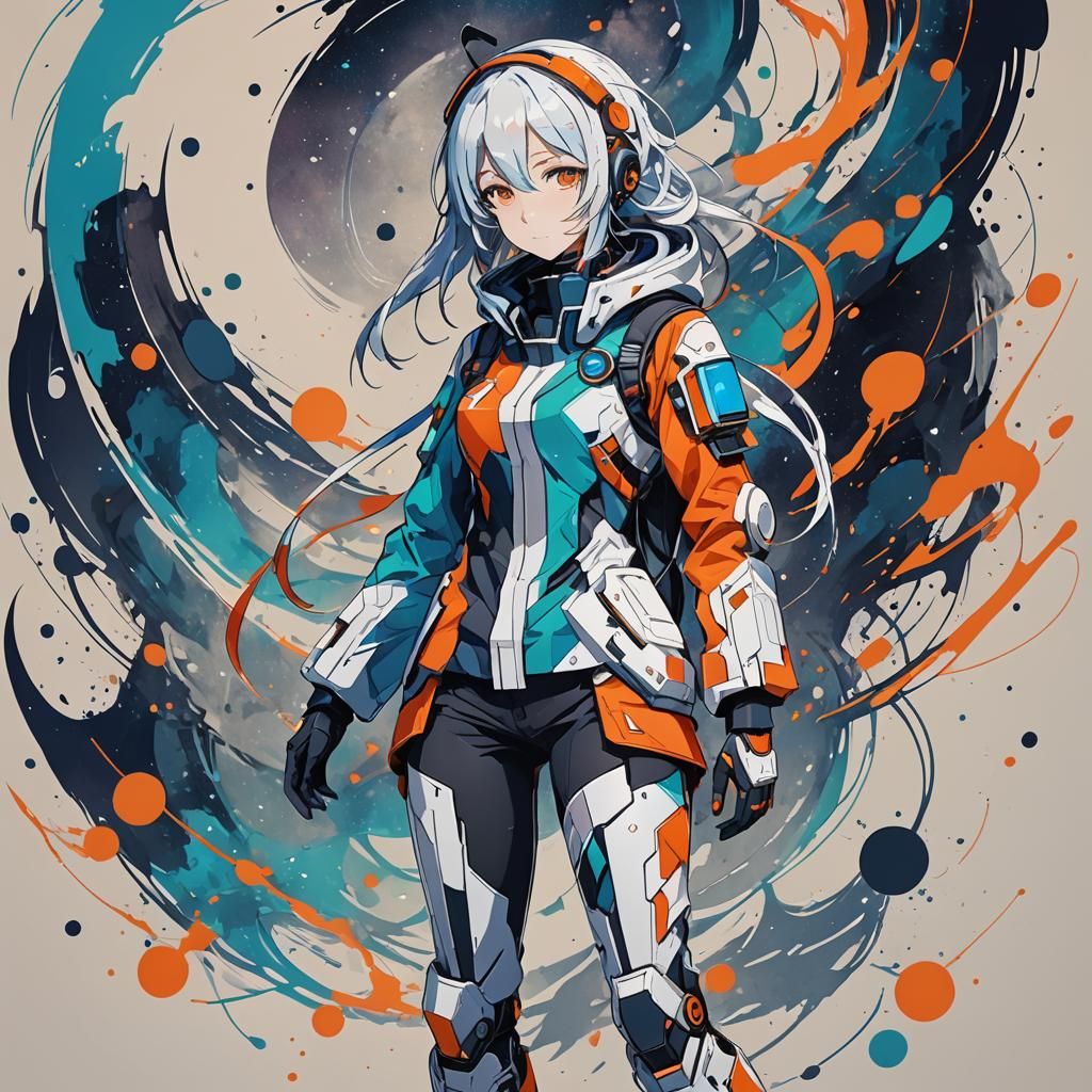 Sci-Fi Anime Girl in Abstract Style
