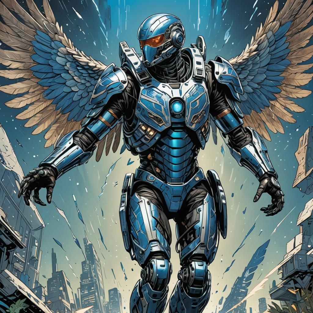 Hawk Exoskeleton Flight: Comic Book Art