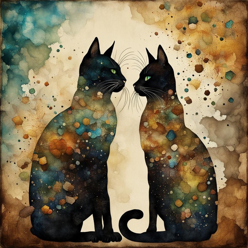 Alcohol Ink Cats in Surrealist Splatter Art