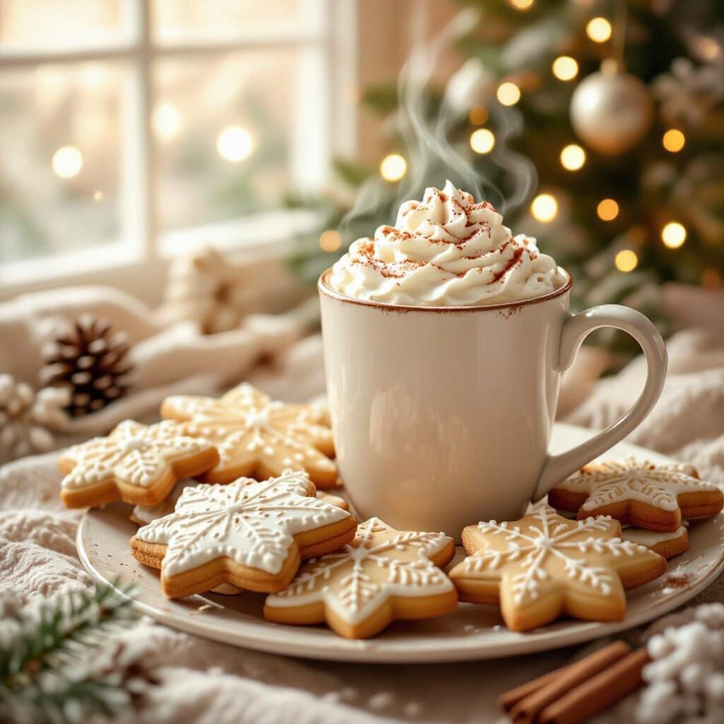 Cozy Christmas Cookies and Hot Chocolate Scene
