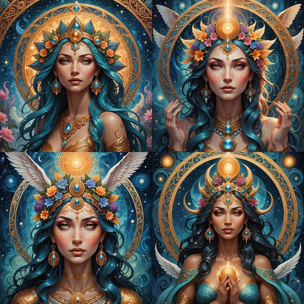 Mystical Whims of the Goddess in Ethereal Watercolor