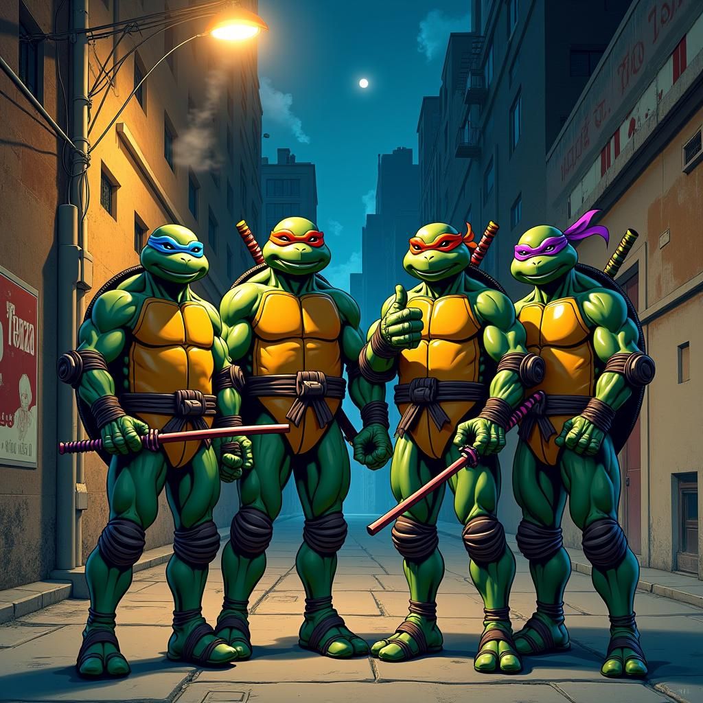 Teenage Mutant Ninja Turtles in Urban Alley