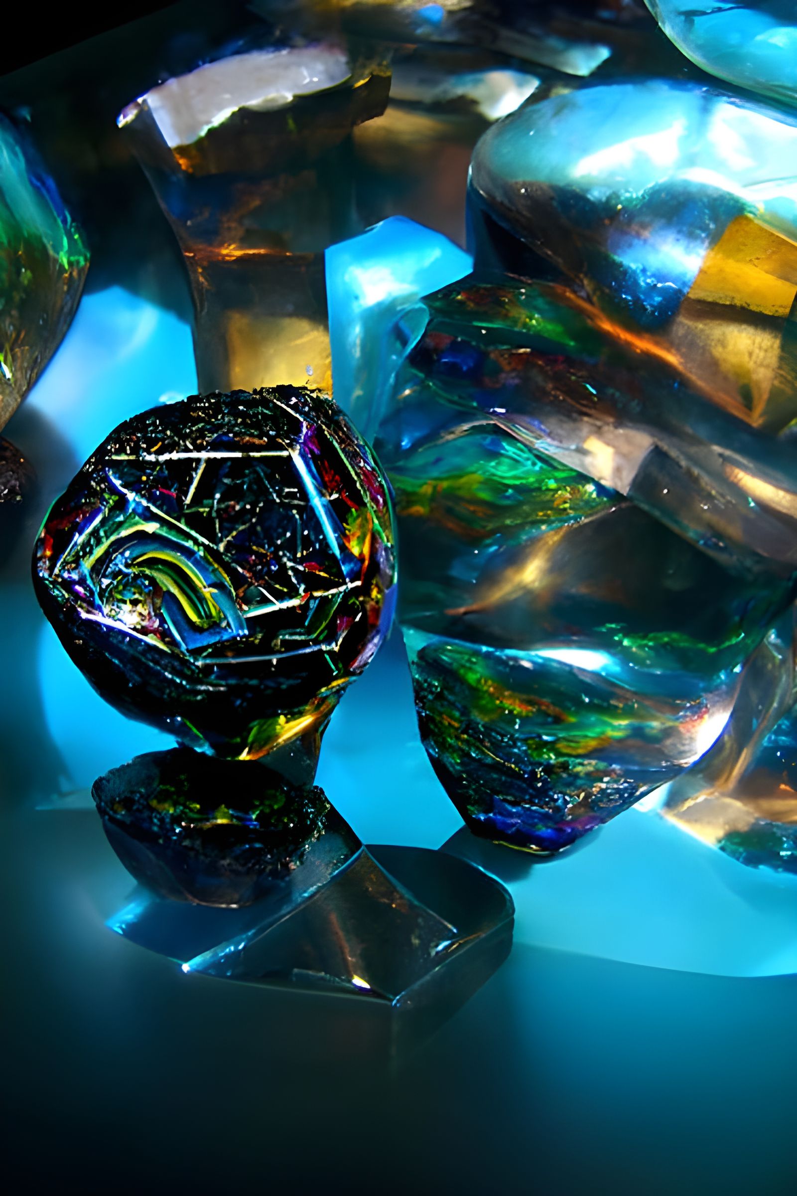 Opalescent Bismuth Gallium Sphere in Resin