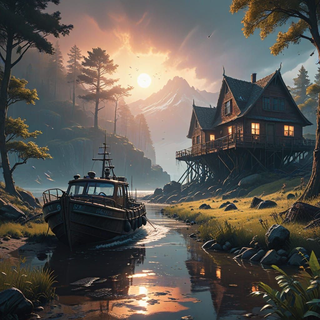 Ethereal Fantasy Scene in Vibrant HDR Style