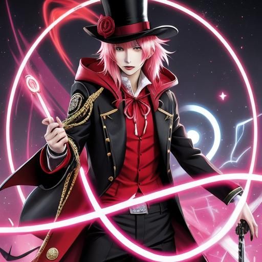 Anime Trickster Spirit in Crimson Red Hoodie