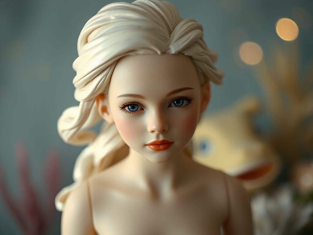 Hyperrealistic Mermaid Doll in Enchanting Underwater Realm