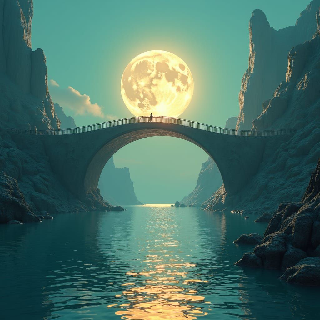 Moonlit Bridge Creates Perfect Circle Reflection