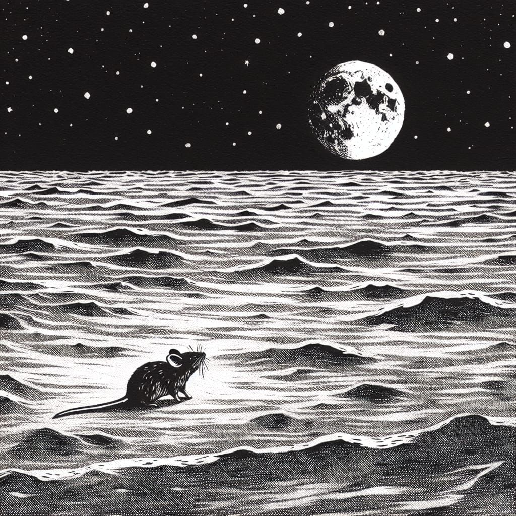 Mouse on the Moon: Minimalist Monochromatic Landscape