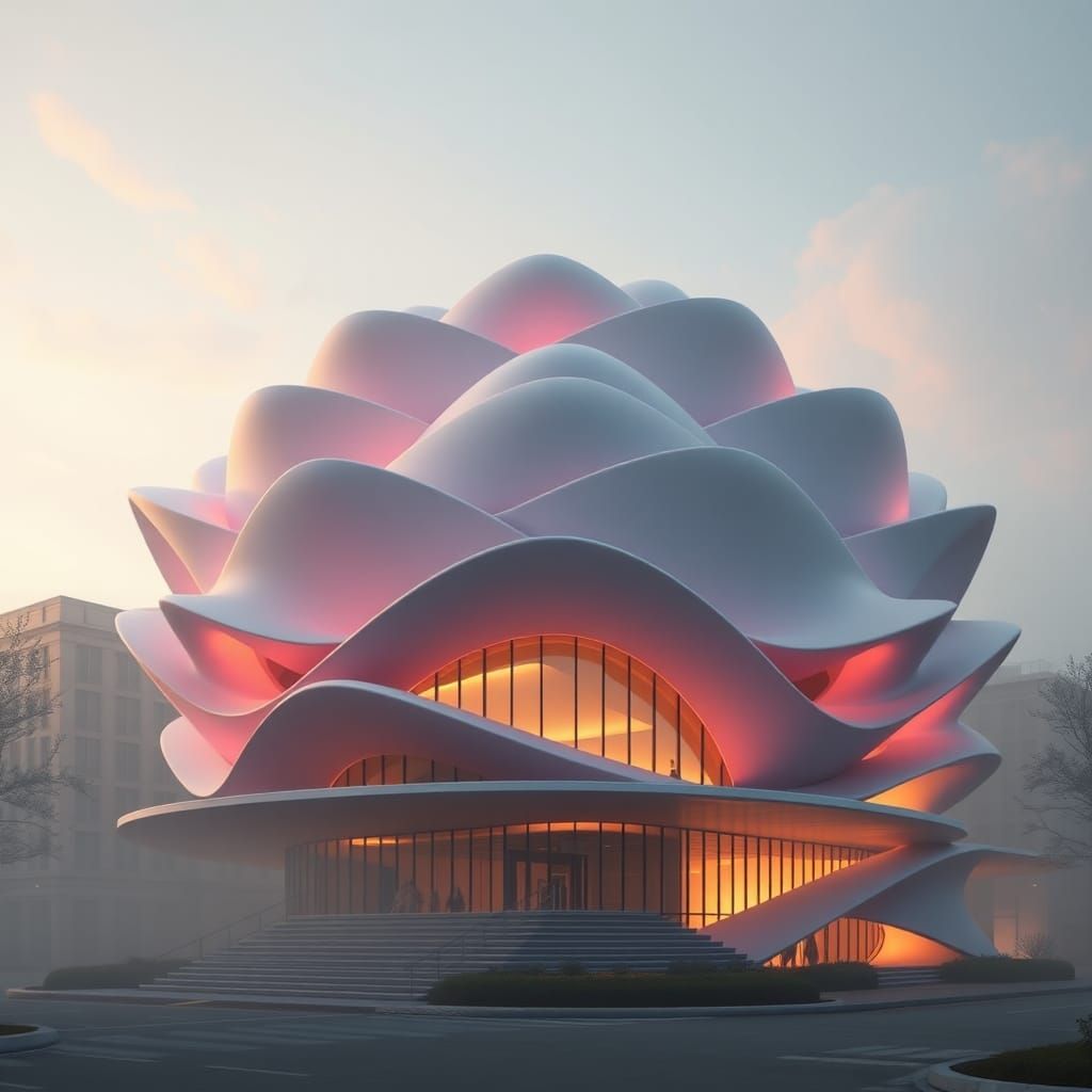 Rose-Inspired Building in Zaha Hadid Style