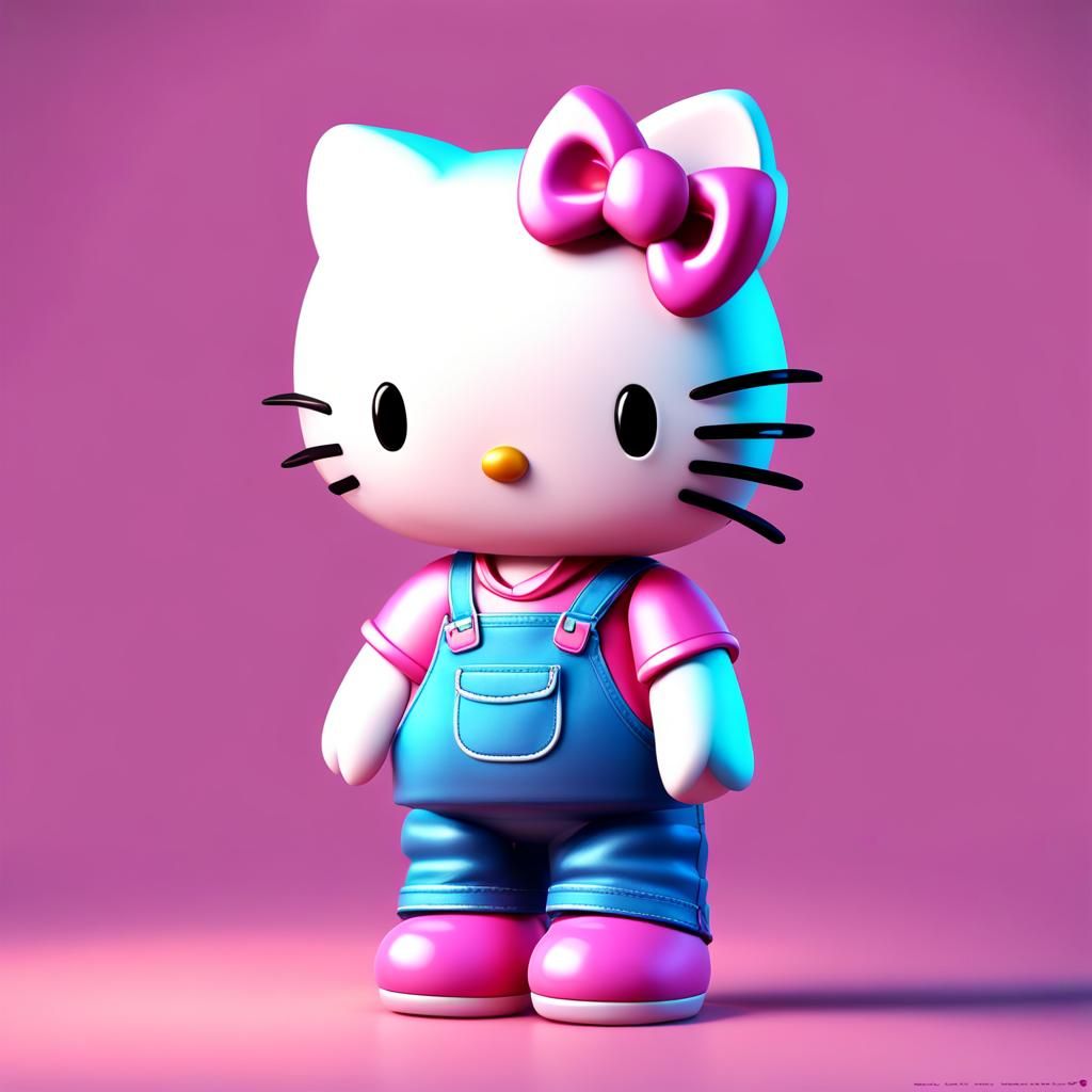 Hello Kitty in Pink Shirt: 3D Digital Art
