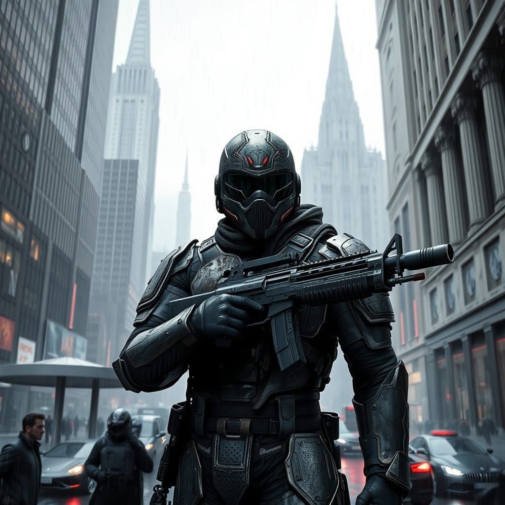 Cyberpunk Soldier in Mass Effect N7 Armor