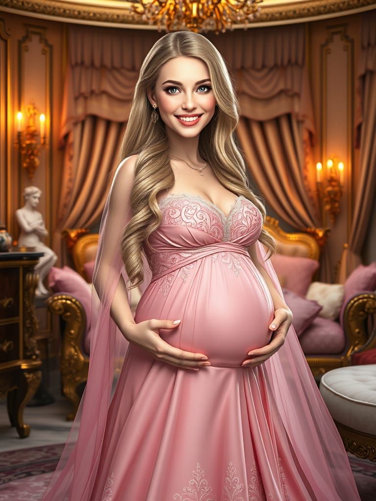 Regal Pregnancy of Princess Aurora in Whimsical Fantasy Styl...