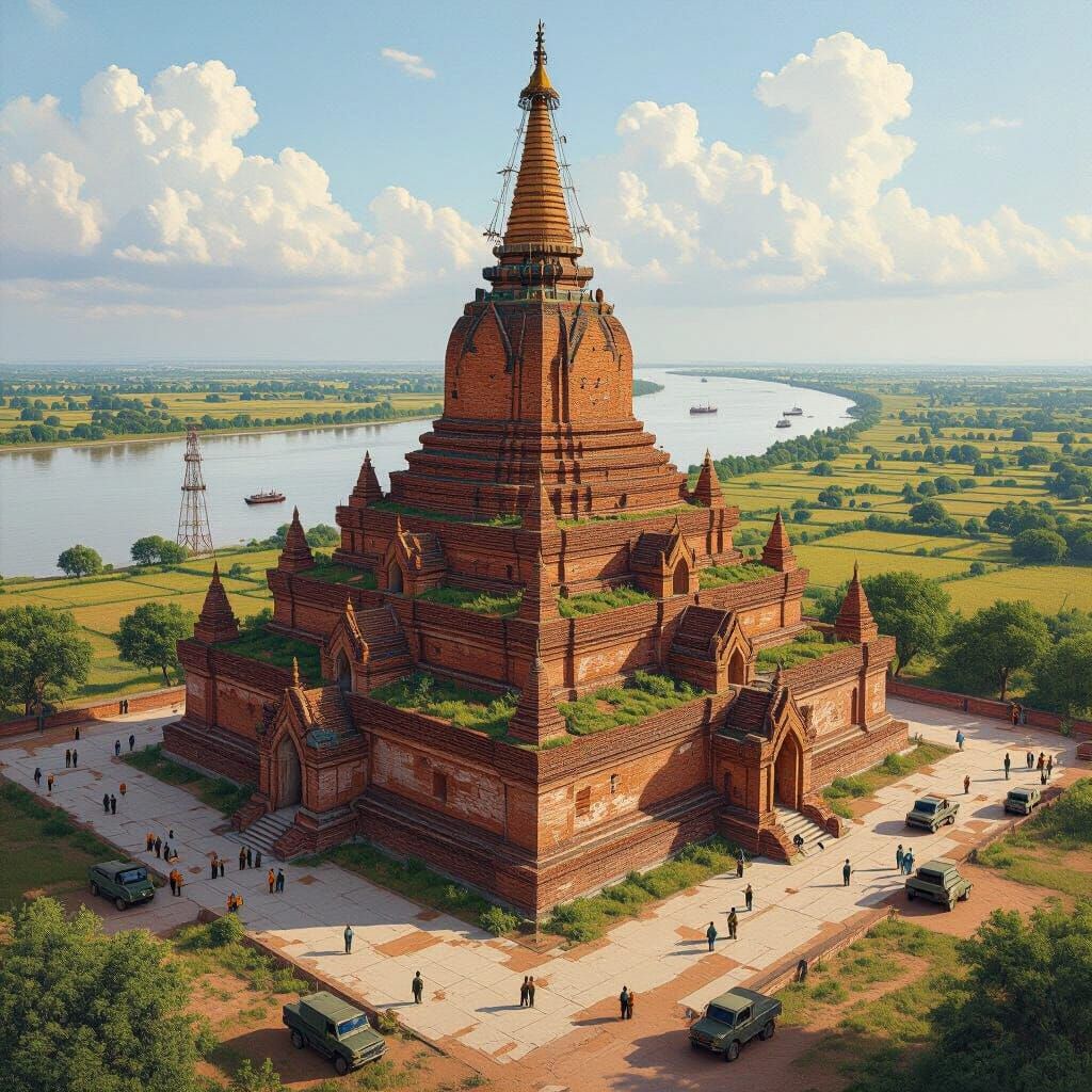 Aerial View of Unfinished Mingun Paya in Myanmar