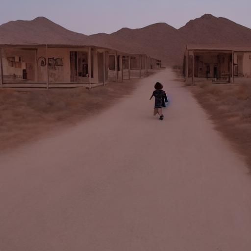 Eerie Desert Ghost Town with Walking Spirits